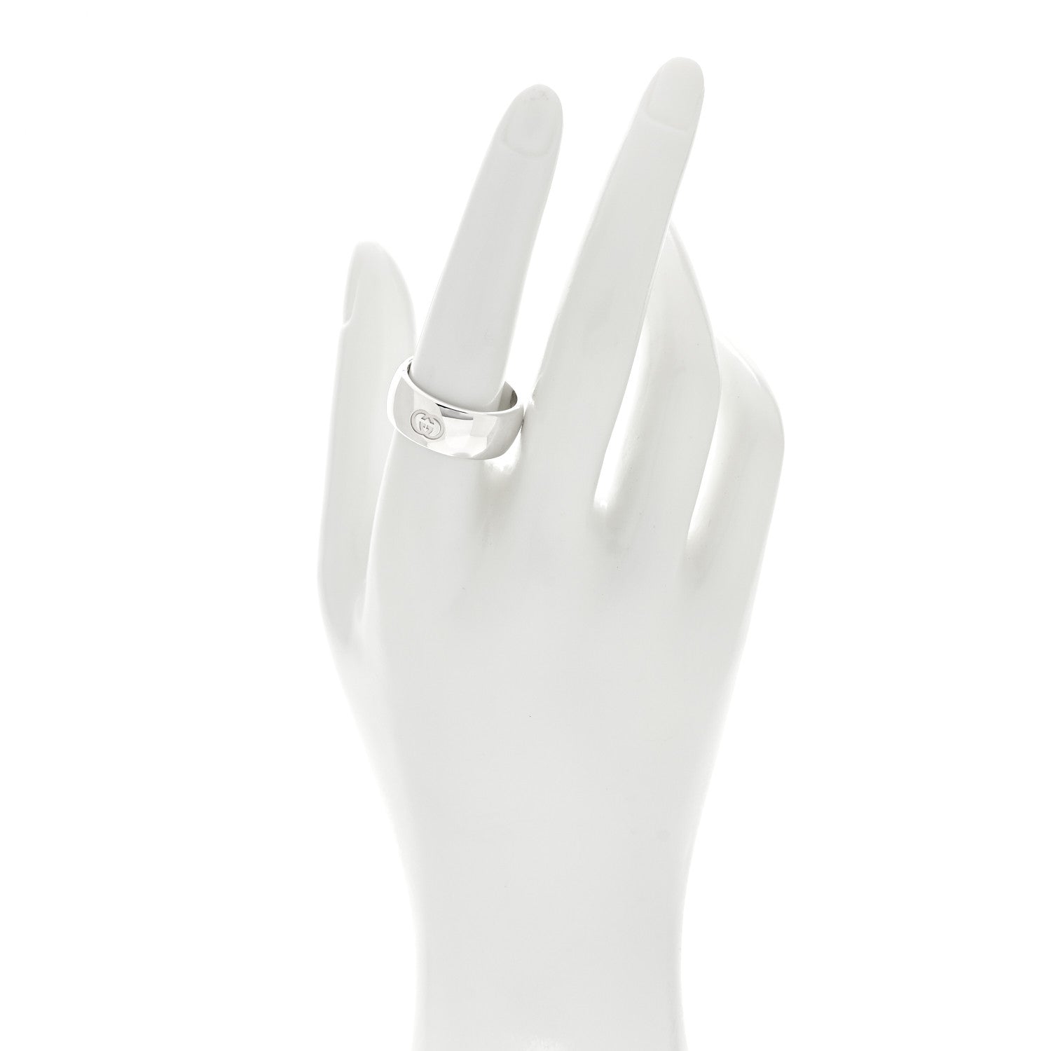 Gucci Sterling Silver Blind for Love Band Wide Ring 60 9