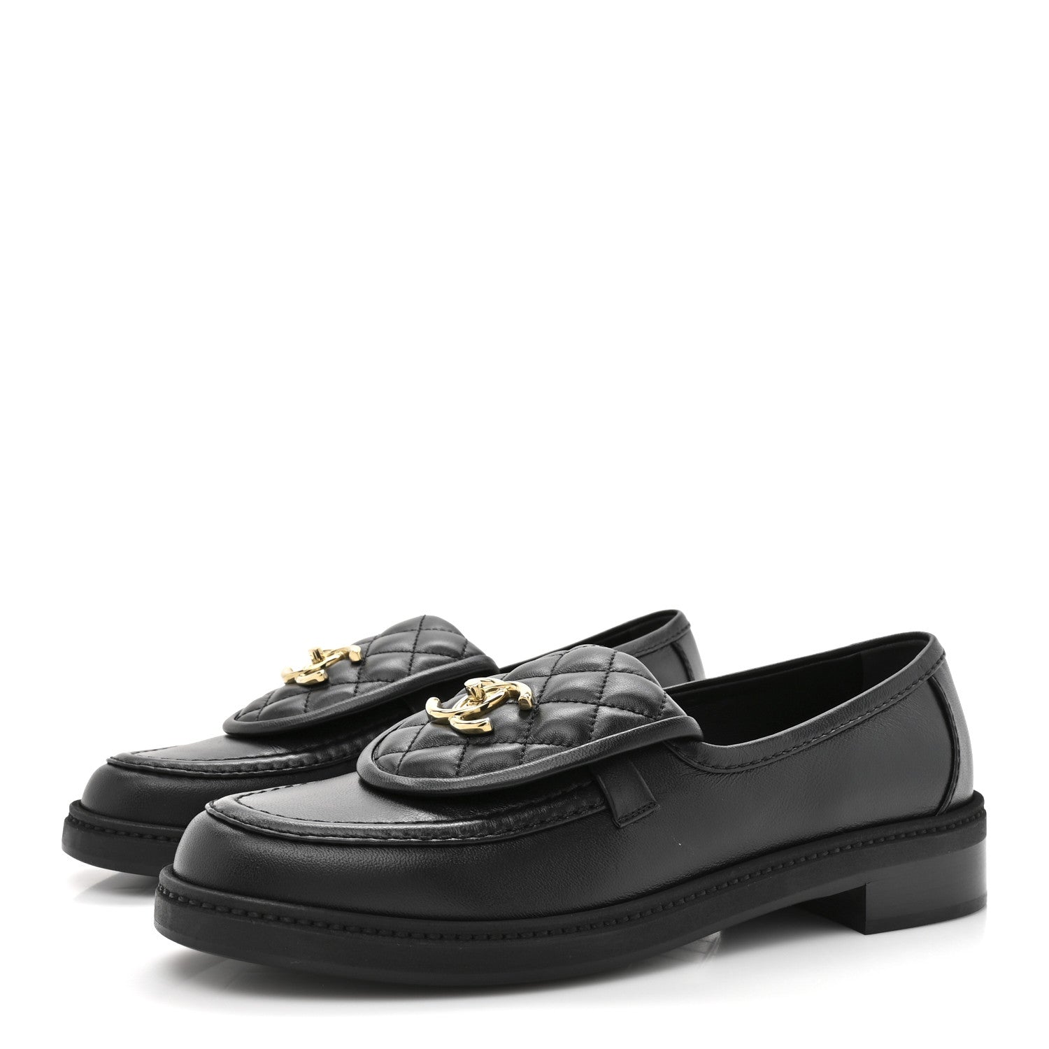 Lambskin Quilted CC Turnlock Loafers 39.5 Black
