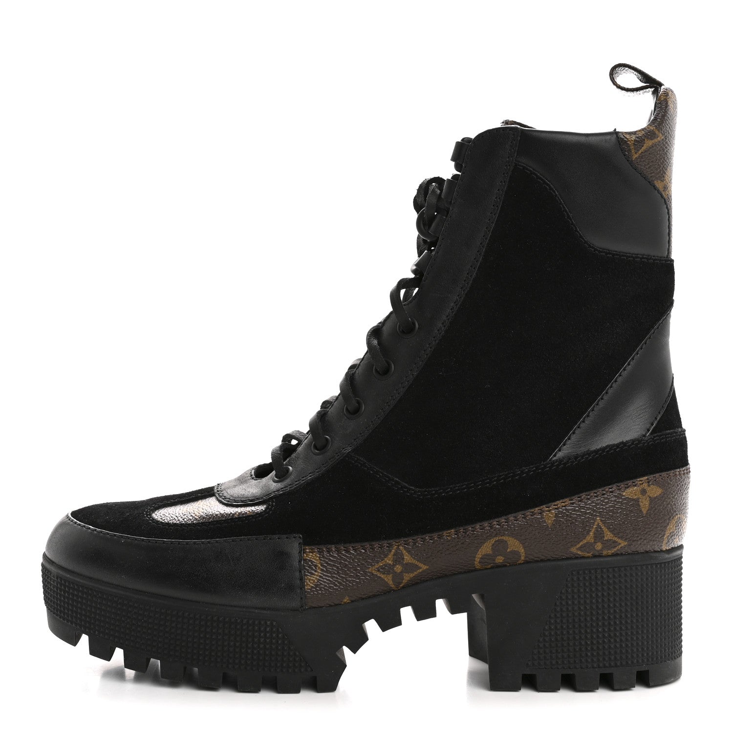 Louis Vuitton Suede Calfskin Monogram Laureate Platform Desert Boots 41 Black