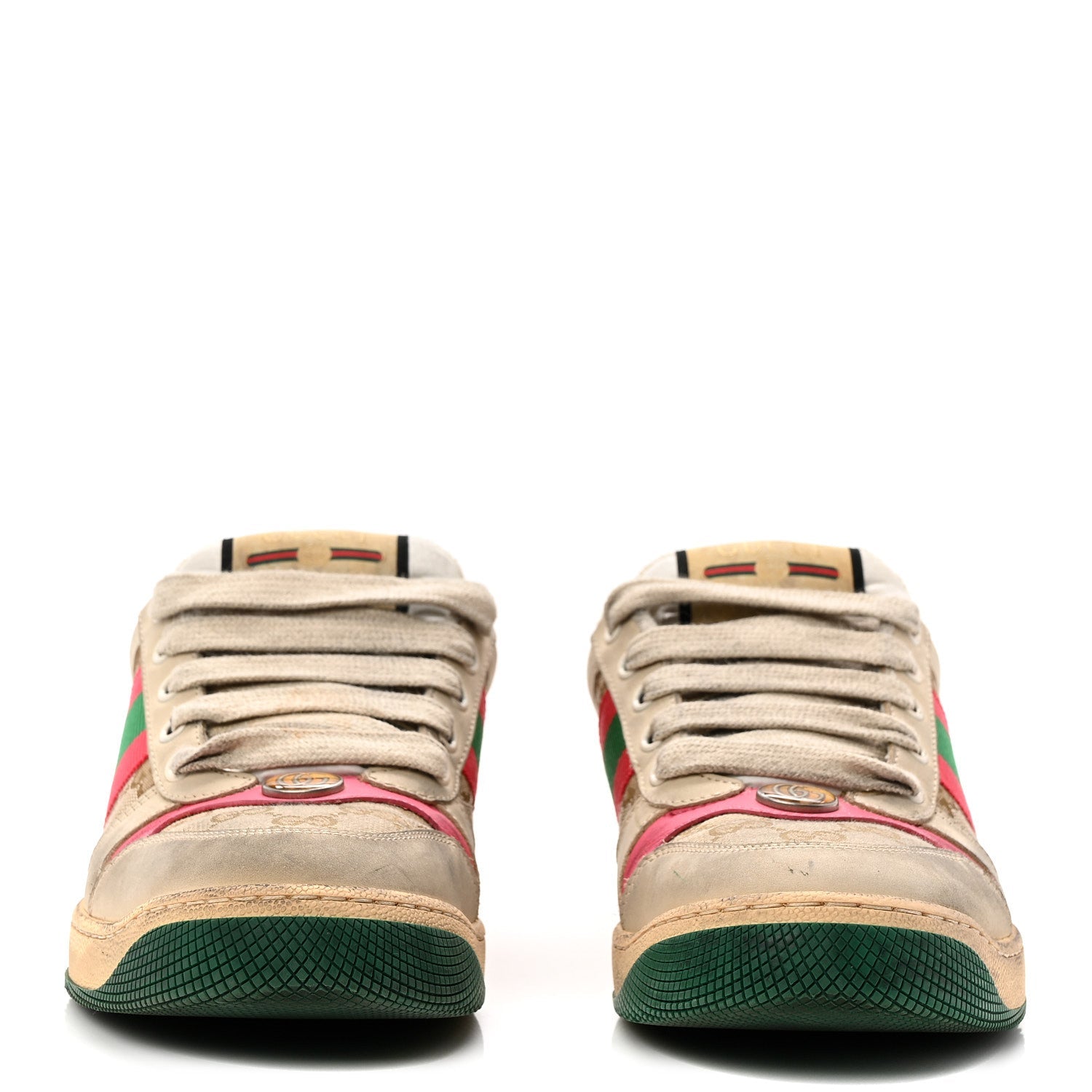 Gucci GG Monogram Nubuck Web Womens Screener Sneakers 38 New Sand Dusty Milk Pink