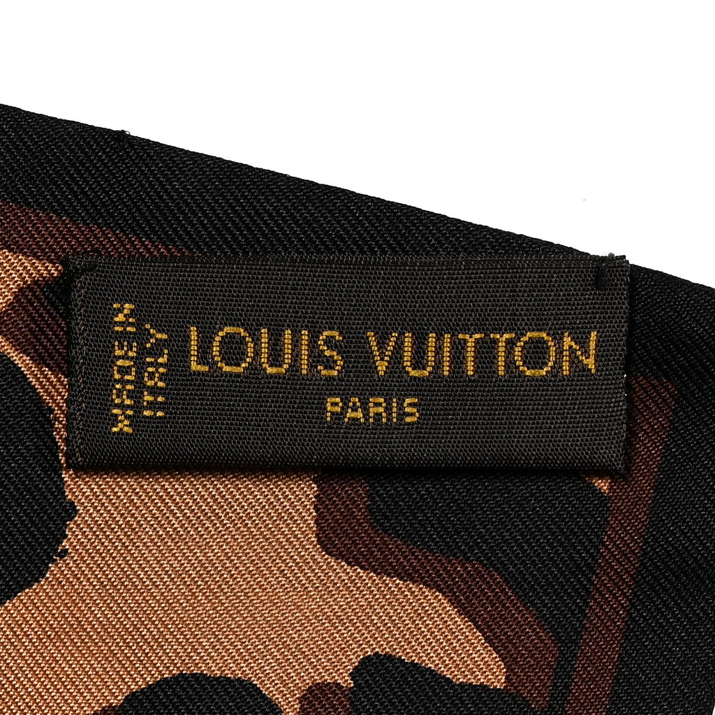 Louis Vuitton Silk Leopard Bandeau Scarf Marron