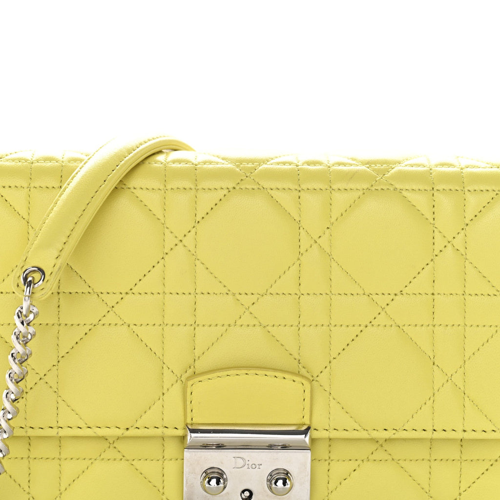 Christian Dior Lambskin Cannage Miss Dior Promenade Pouch Citron