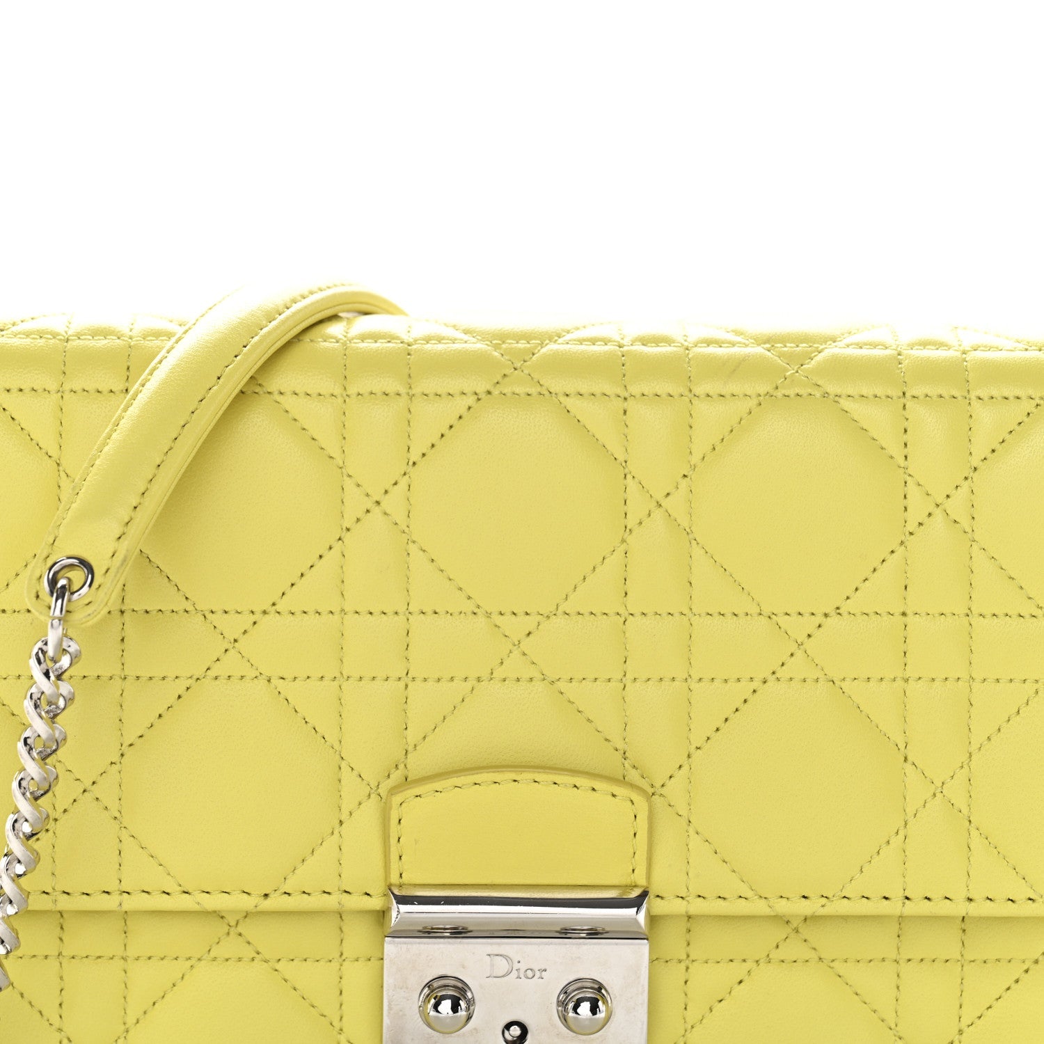 Christian Dior Lambskin Cannage Miss Dior Promenade Pouch Citron