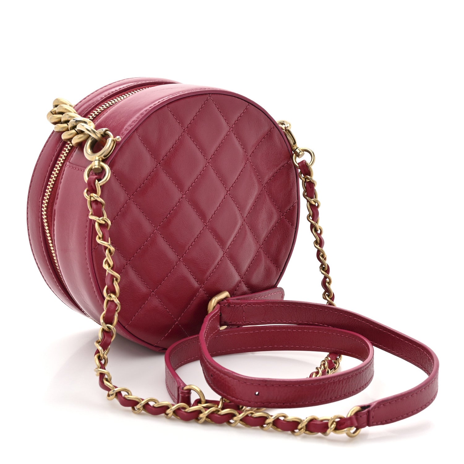 Chanel Glazed Calfskin Round As Earth Evening Bag Rouge