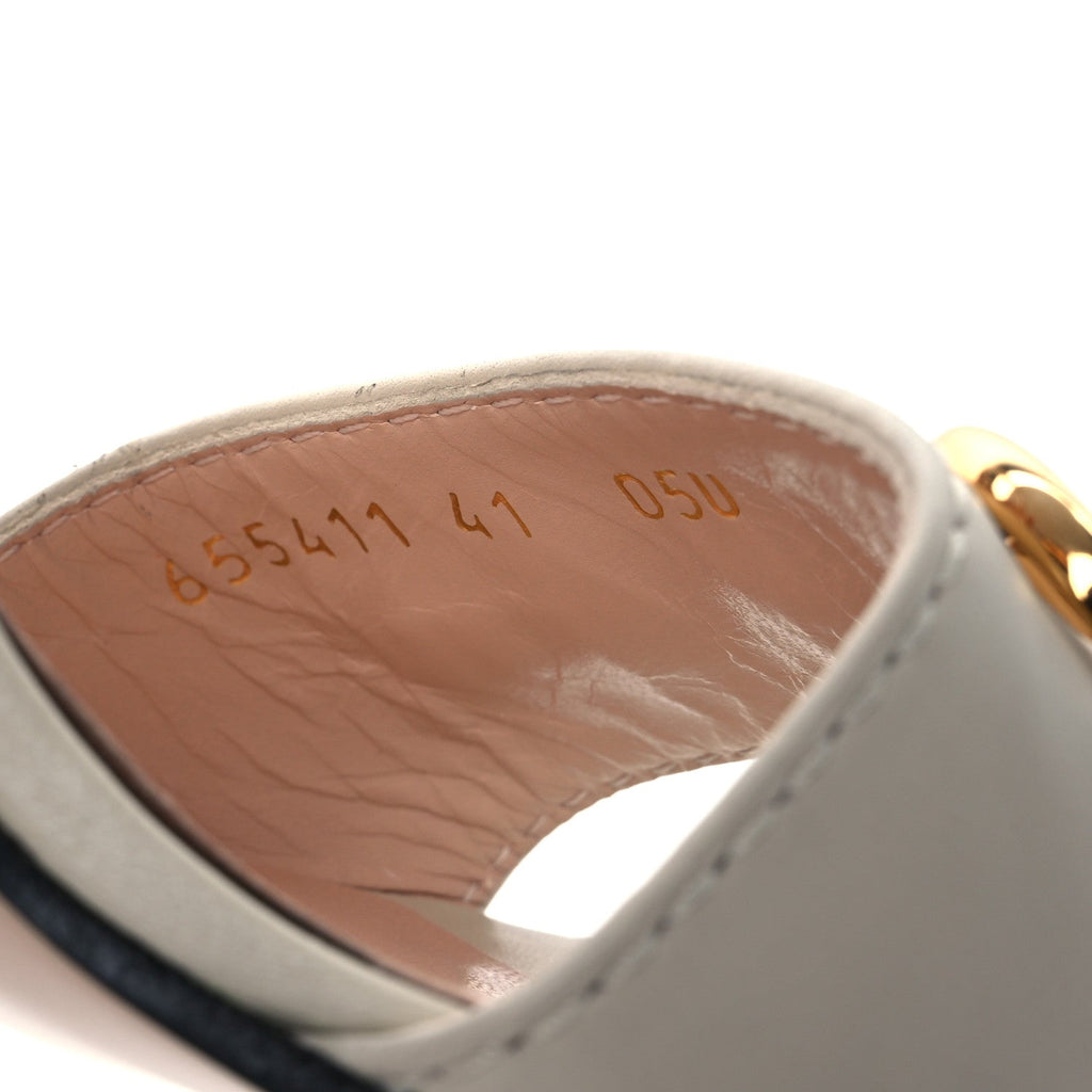 Gucci Nappa Horsebit Cross Strap 95mm Sandals 41 Mystic White