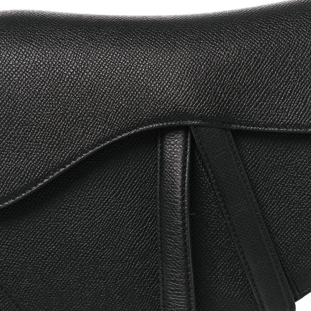 Christian Dior Grained Calfskin Saddle Bag Black