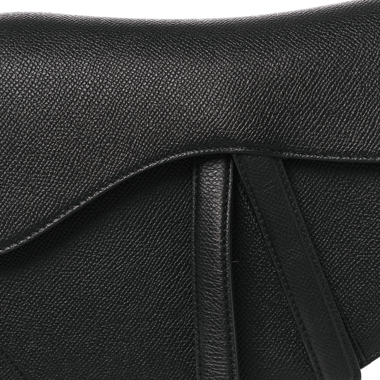 Christian Dior Grained Calfskin Saddle Bag Black