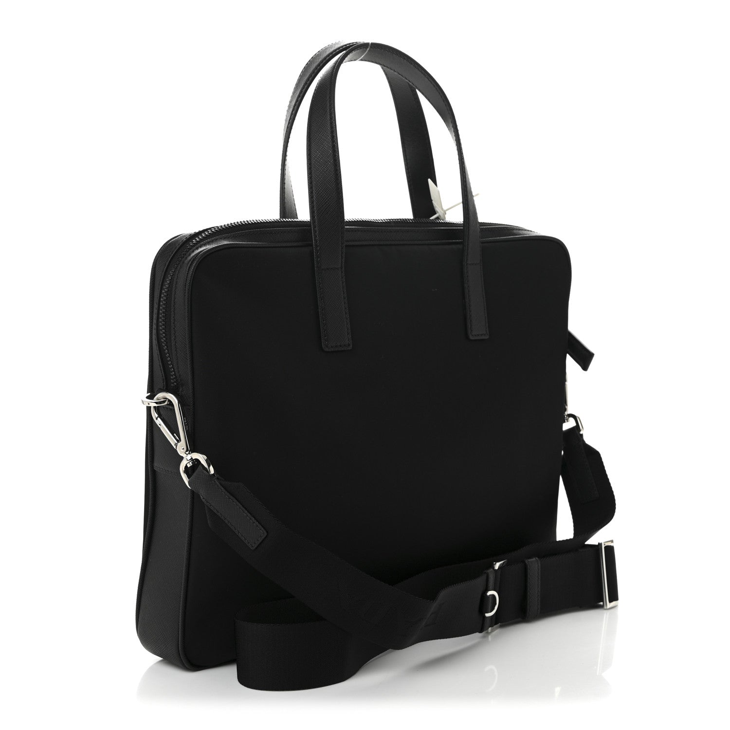Prada Re-Nylon Saffiano Metal Triangle Logo Briefcase Black