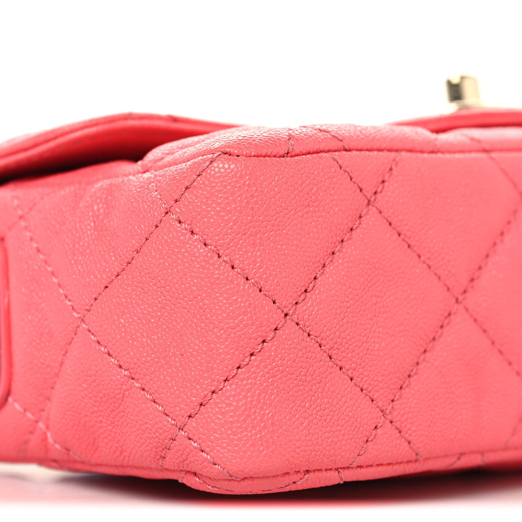 Chanel Iridescent Caviar Quilted Mini Flap With Thick Strap Pink Beige