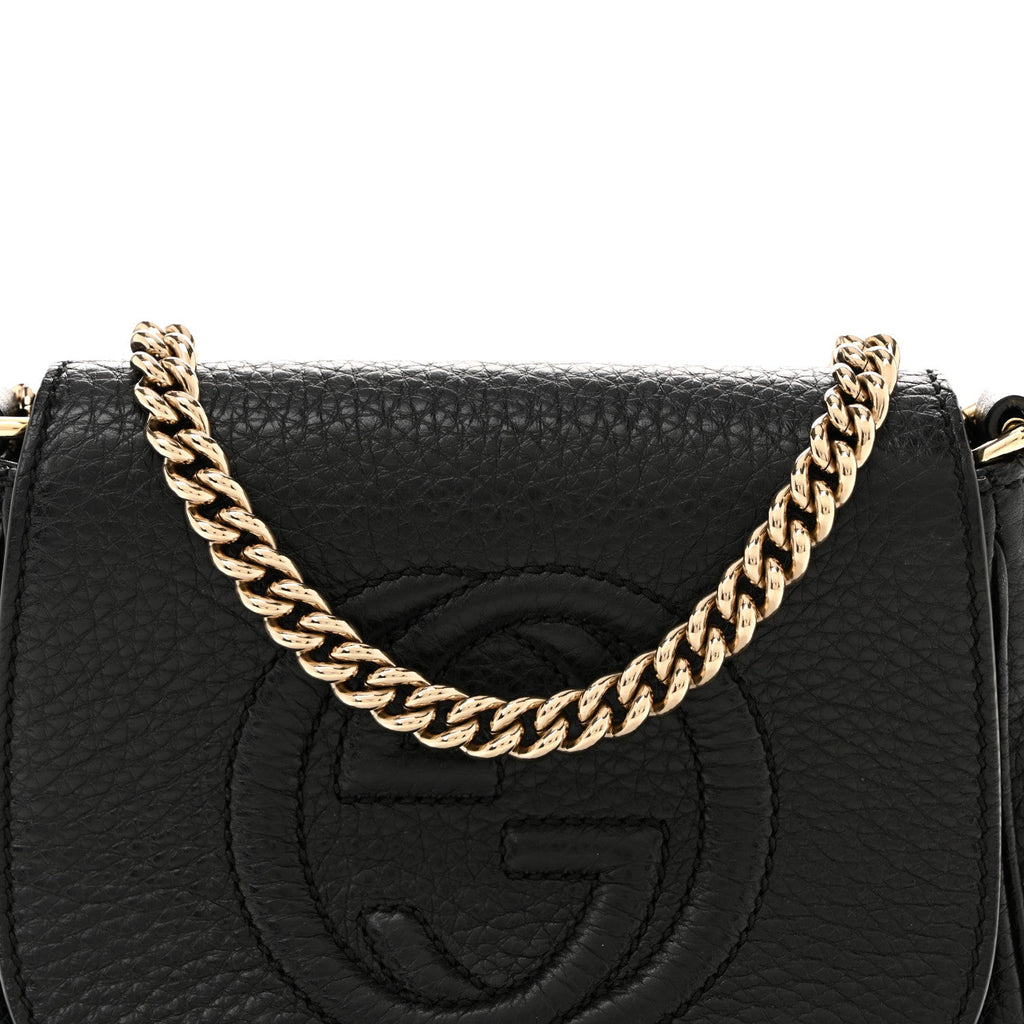 Gucci Pebbled Calfskin Small Soho Flap Crossbody Black