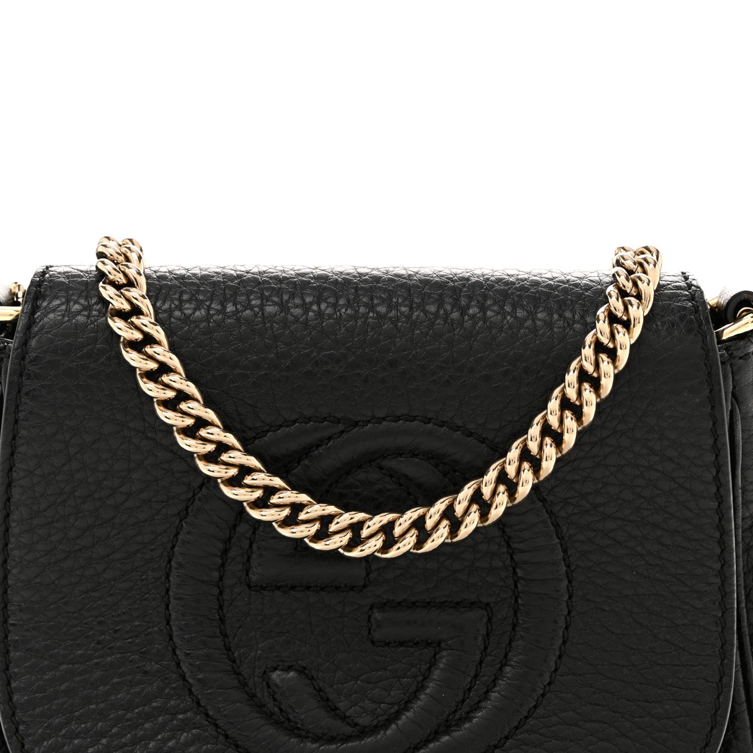 Gucci Pebbled Calfskin Small Soho Flap Crossbody Black