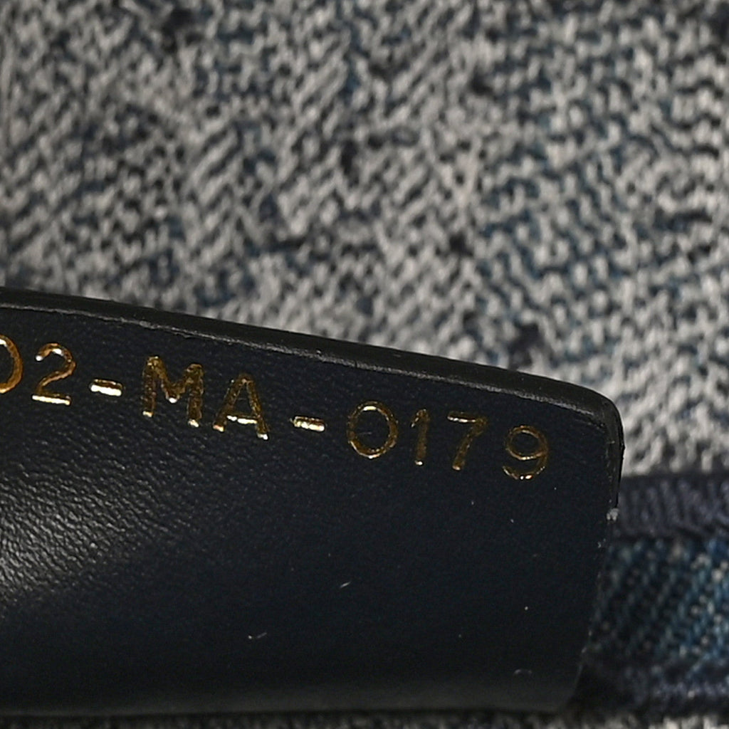 Christian Dior Oblique Embroidered Saddle Bag Denim Blue
