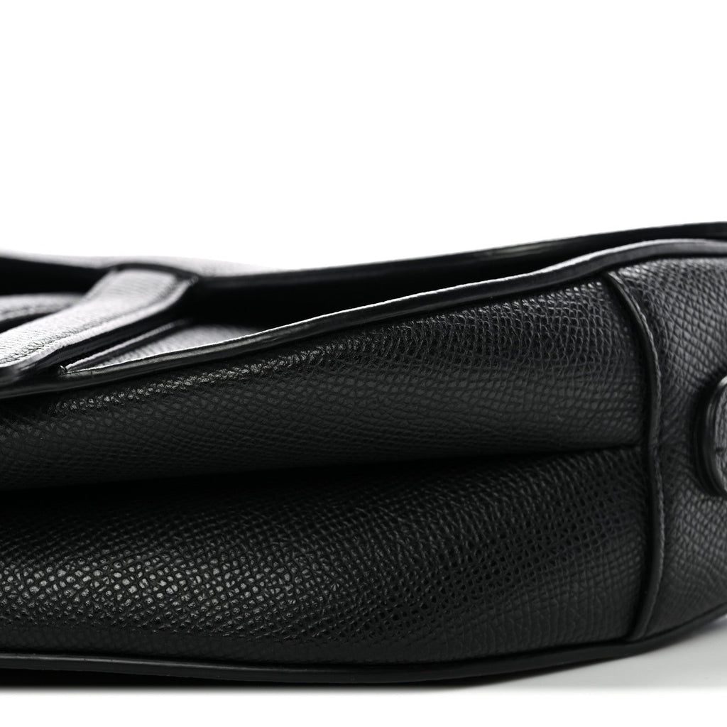 Christian Dior Grained Calfskin Saddle Bag Black