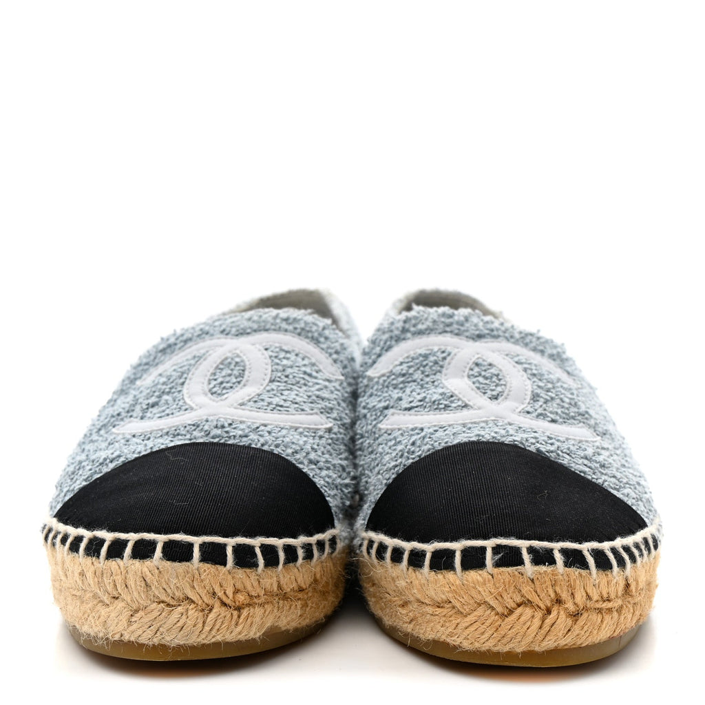 Fabric Grosgrain CC Espadrilles 38 Blue Light Gray Black