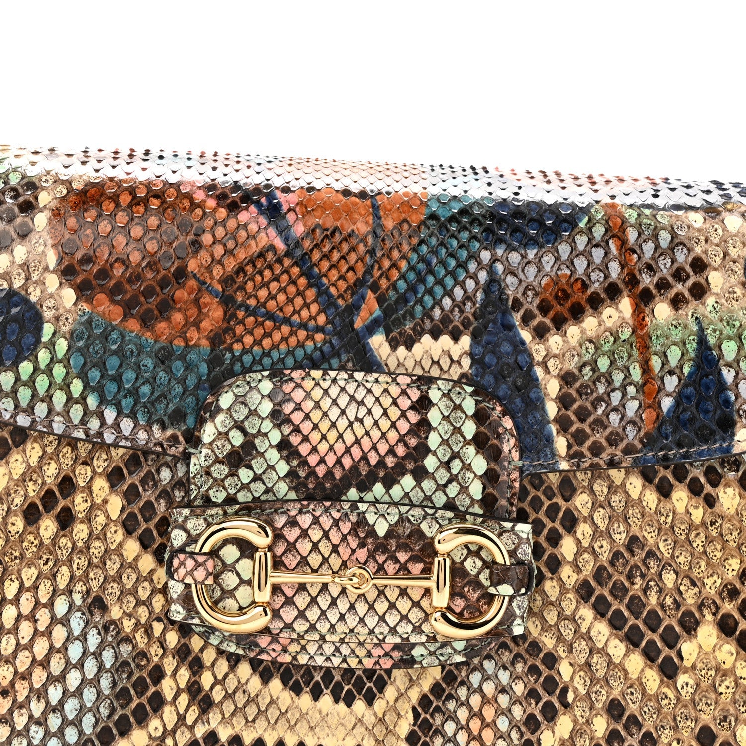 Gucci Snakeskin Horsebit 1955 Shoulder Bag Multicolor