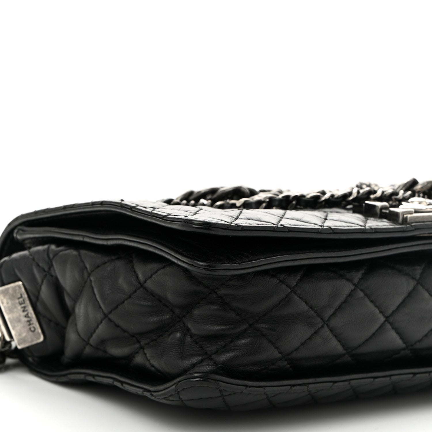 Chanel Calfskin Enchained New Medium Boy Flap Black