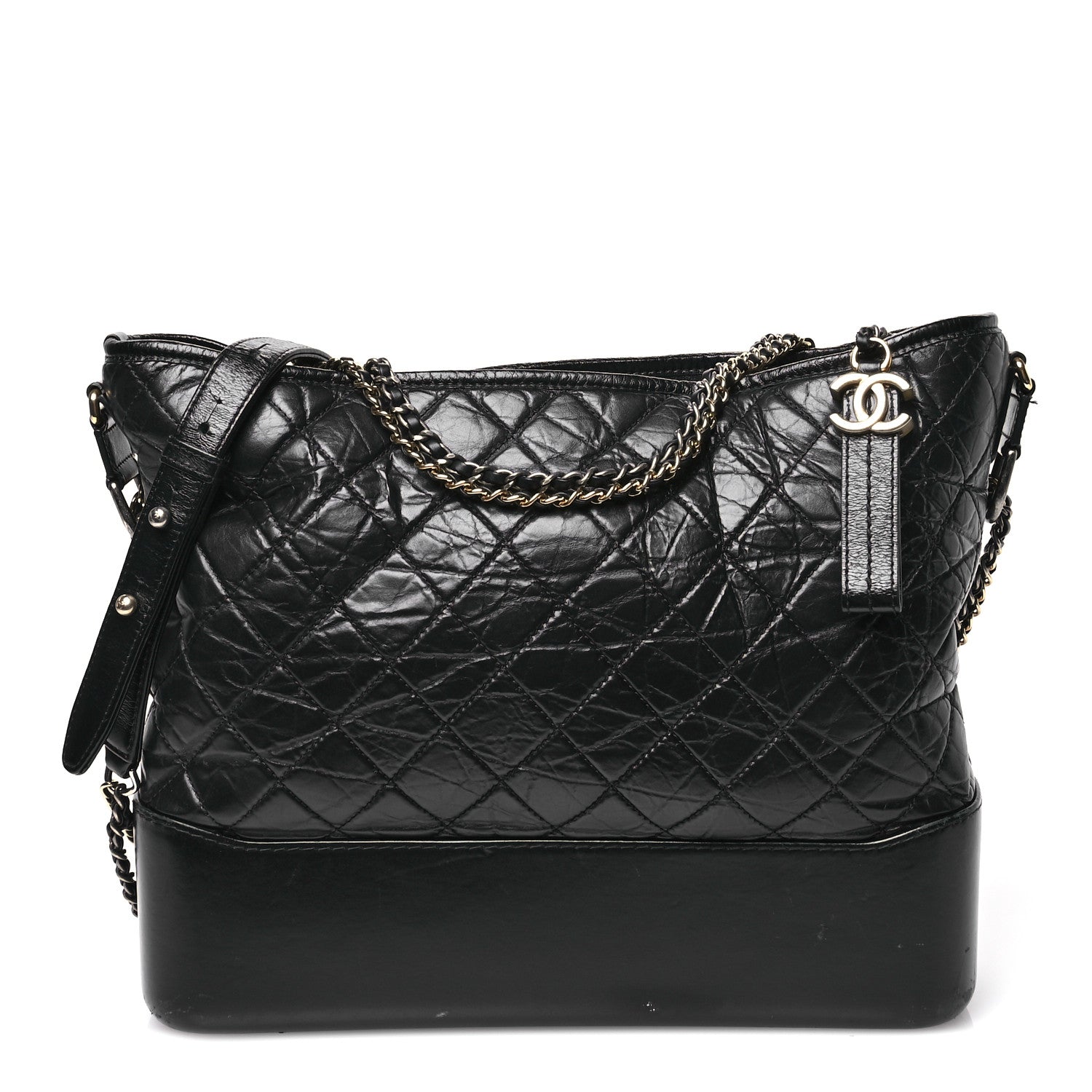Chanel Aged Calfskin Quilted Large Gabrielle Hobo  Black
