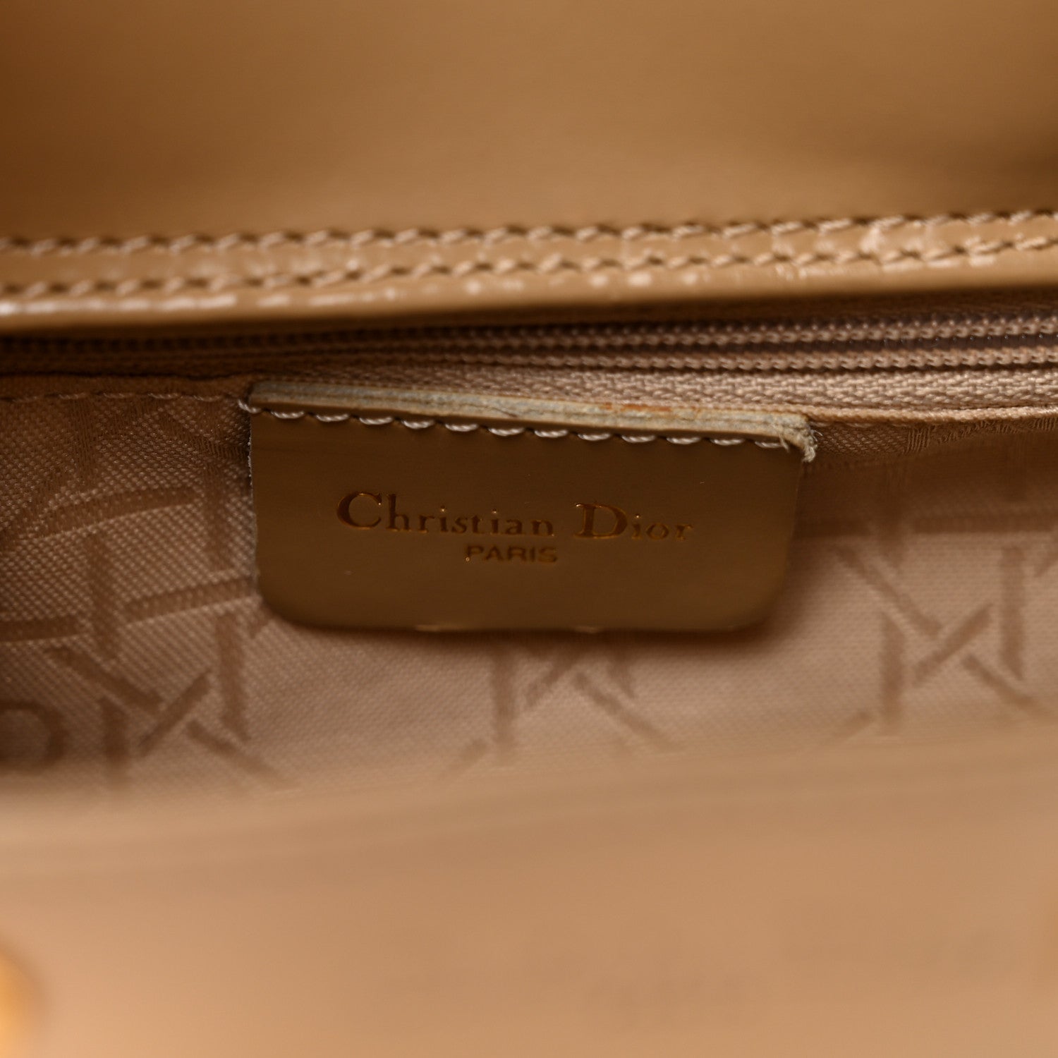 Christian Dior Patent Mini Lady Dior Beige