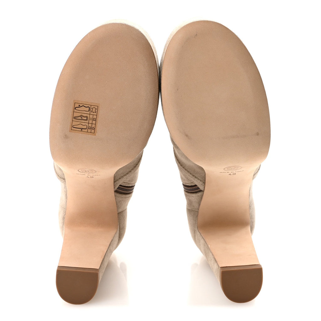 Chanel Suede Calfskin Platform Short Boots 40 Beige