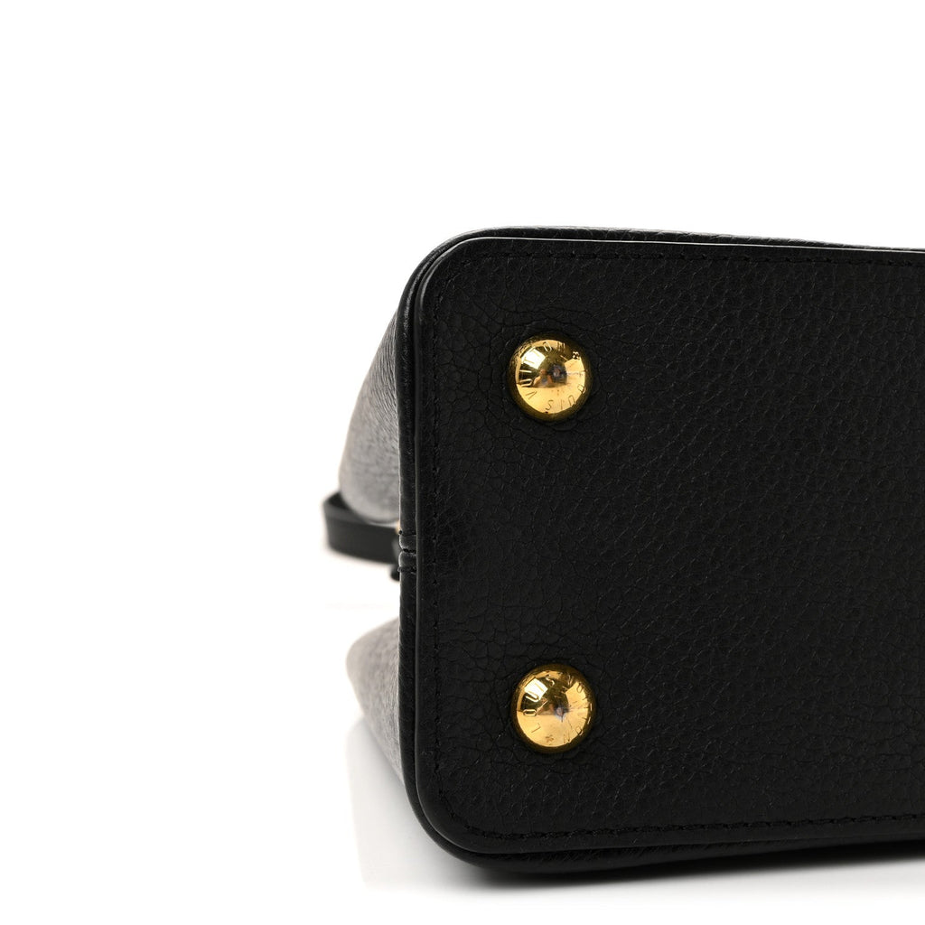Louis Vuitton Taurillon Snakeskin Iris Blossom Capucines PM Black