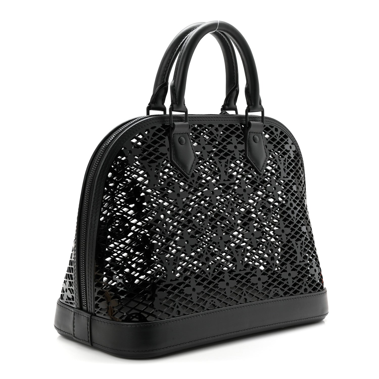 Louis Vuitton Patent Calfskin Laced Monogram Alma PM Black