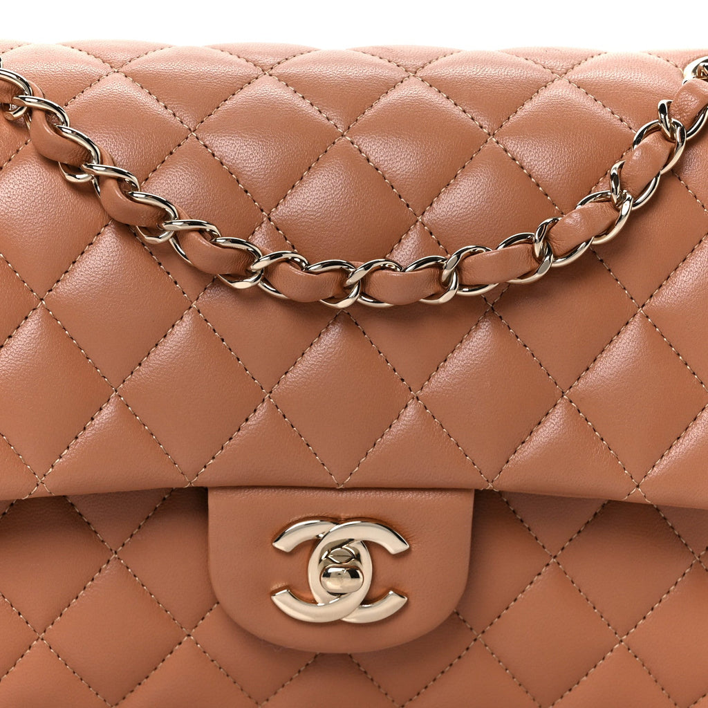 Chanel Lambskin Quilted Medium Double Flap Brown