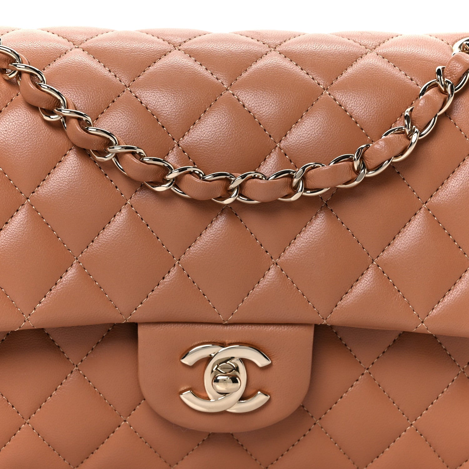 Chanel Lambskin Quilted Medium Double Flap Brown
