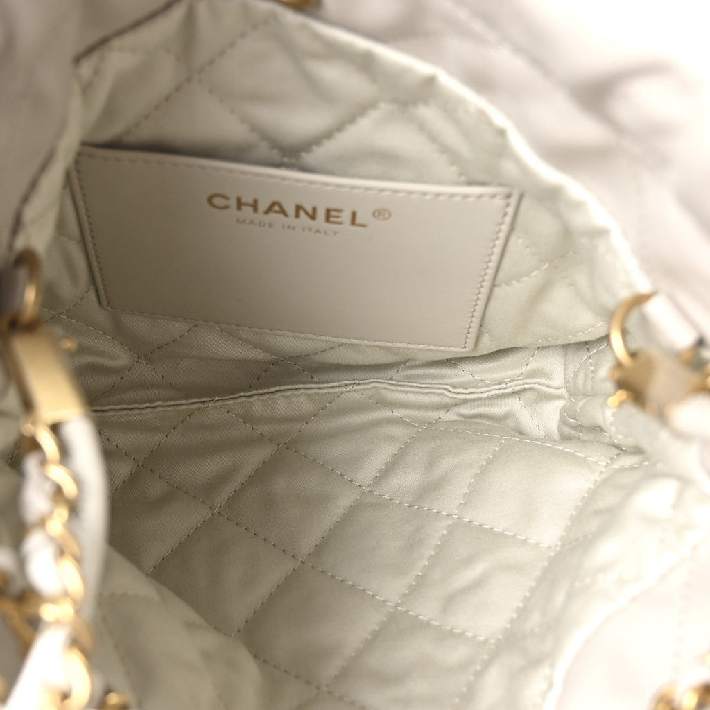 Chanel Shiny Calfskin Quilted Mini Chanel 22 Light Grey