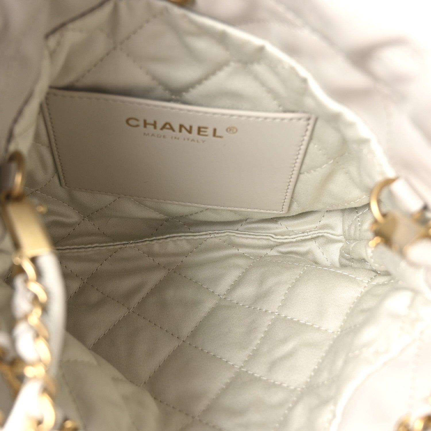 Chanel Shiny Calfskin Quilted Mini Chanel 22 Light Grey