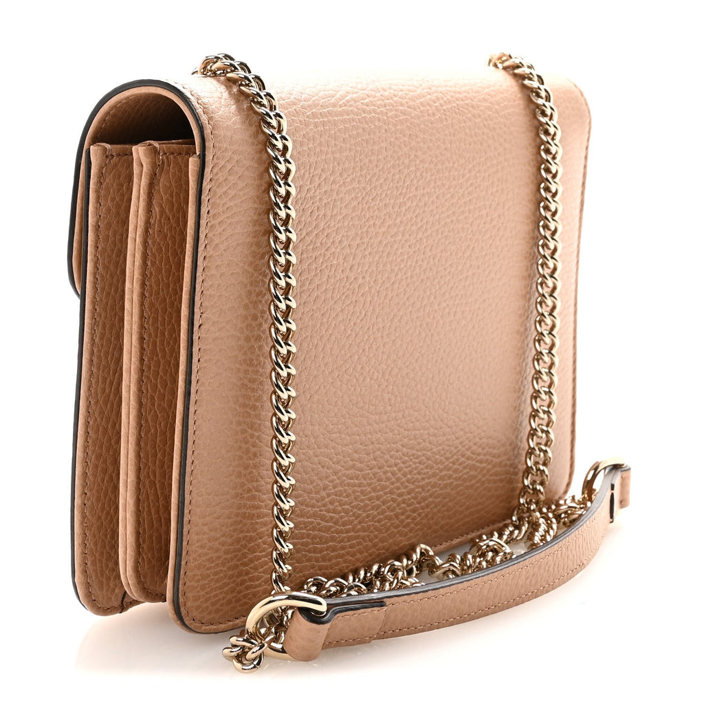 Gucci Dollar Calfskin Small Interlocking G Shoulder Bag Camelia