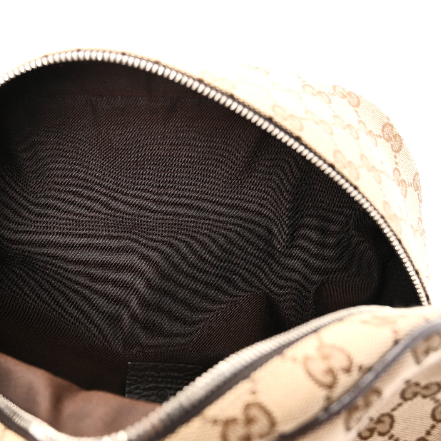 Gucci Monogram Dollar Calfskin Waist Pouch Beige Ebony Testa di Moro Marrone Scuro