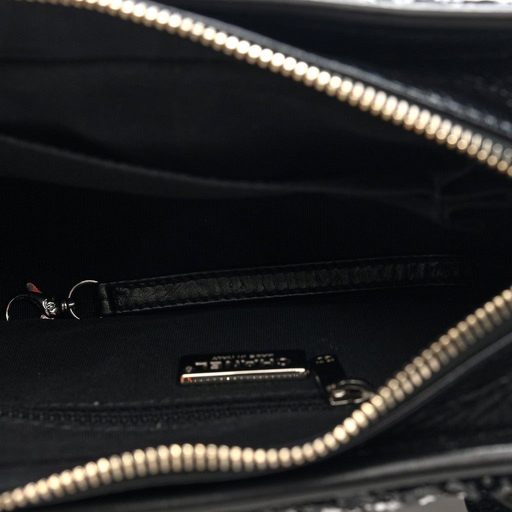 Chanel Sequin Calfskin Small Gabrielle Hobo Black White