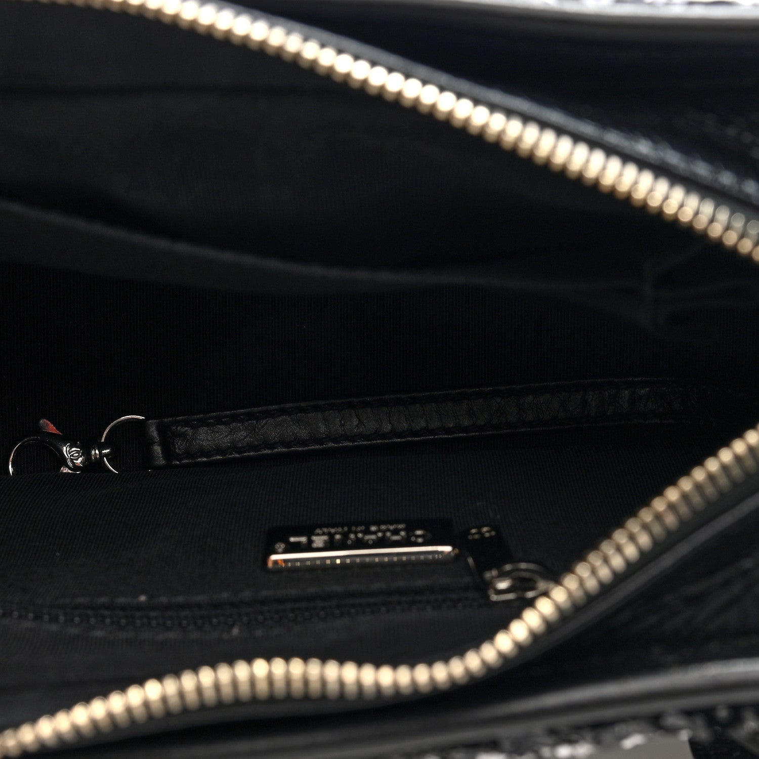 Chanel Sequin Calfskin Small Gabrielle Hobo Black White