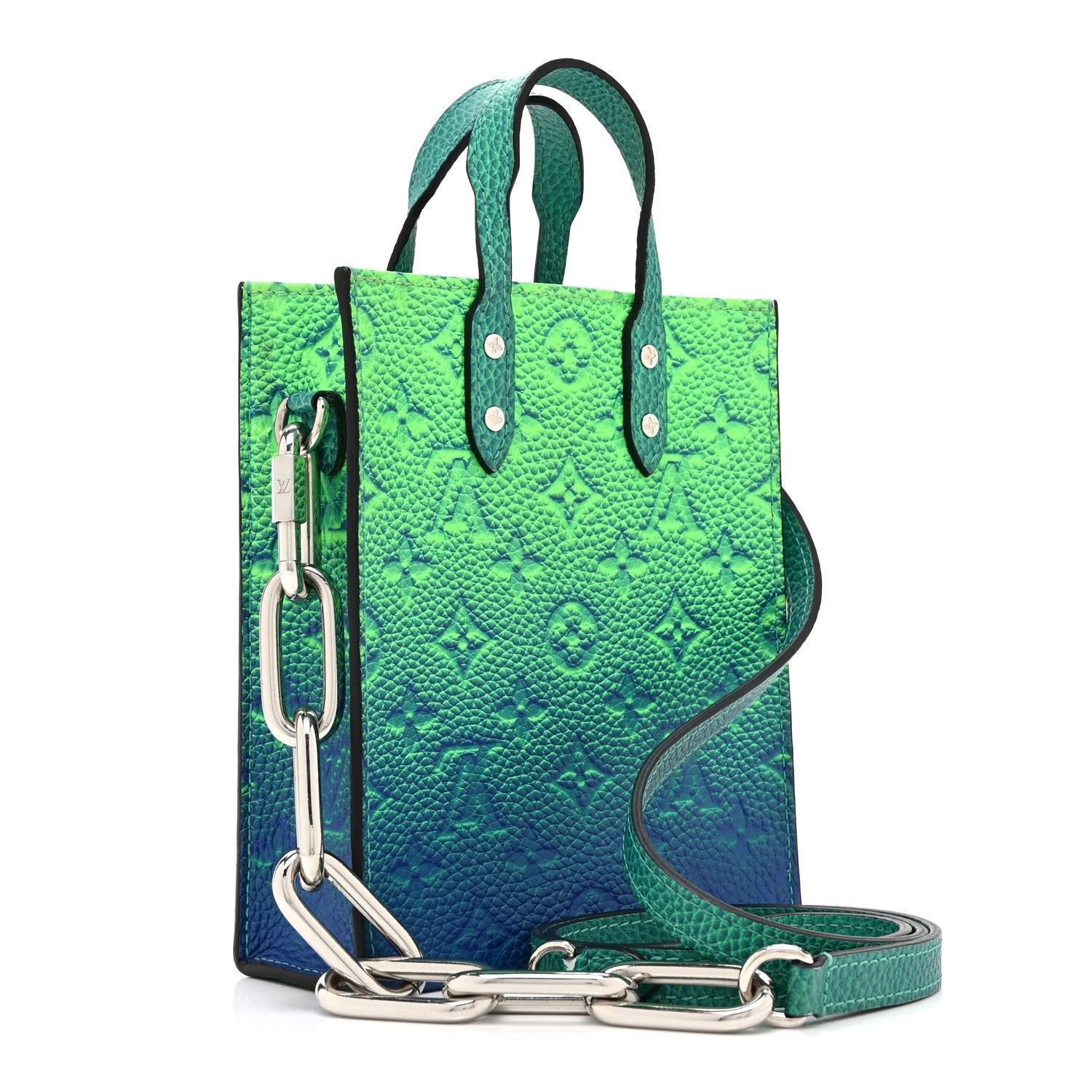 Louis Vuitton Taurillon Illusion Sac Plat XS Bleu Vert
