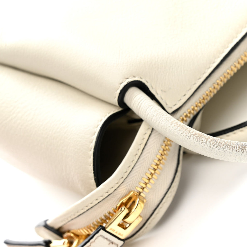 Prada Soft Calfskin Medium Darling Shoulder Bag White