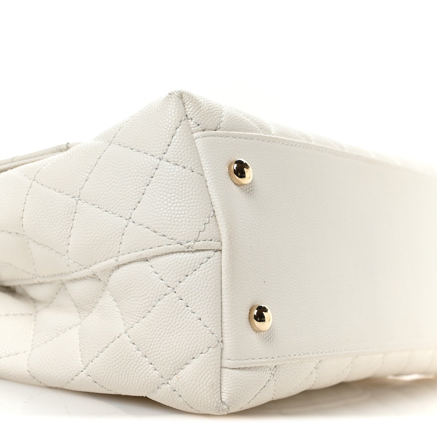 Chanel Caviar Quilted Small Chain Coco Handle Flap White
