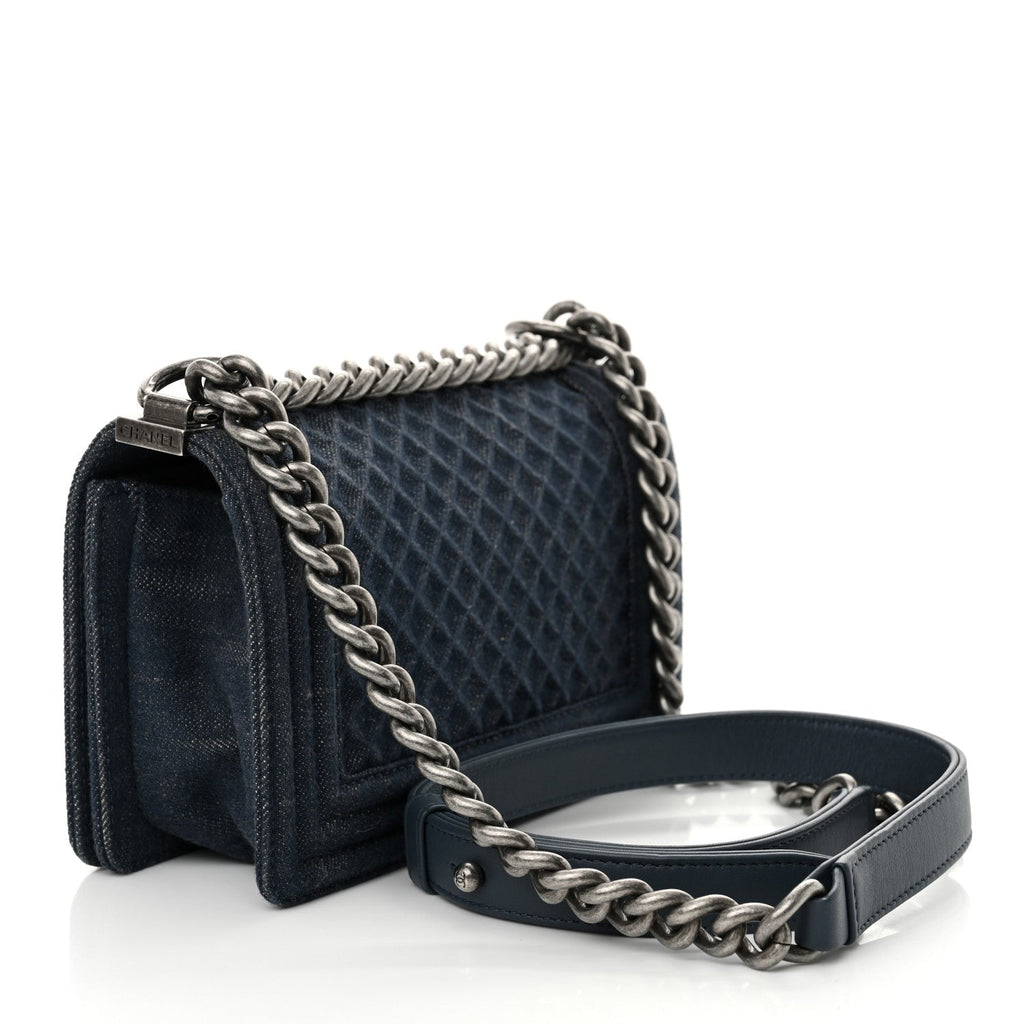Chanel Denim Embossed Small Boy Flap Blue