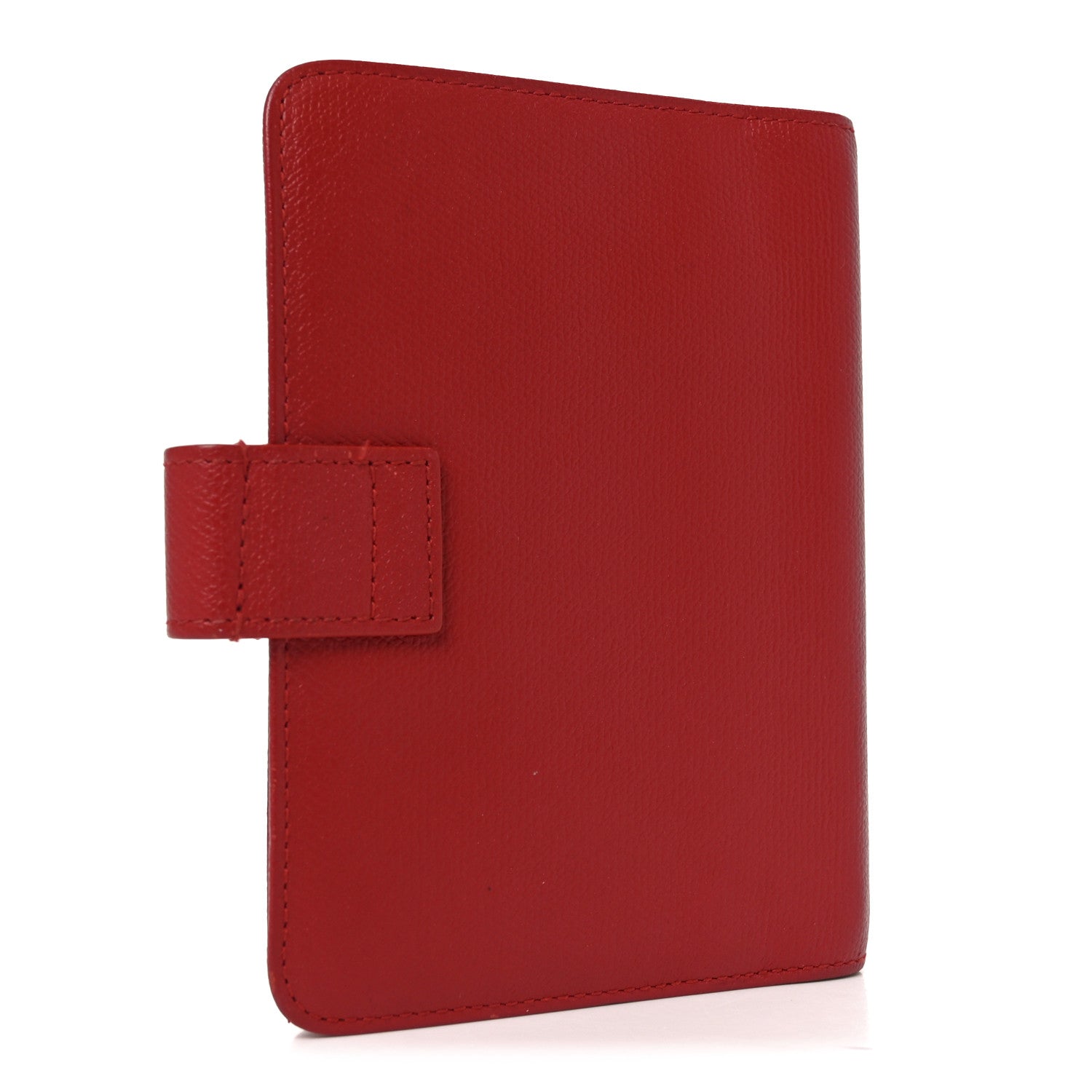 Grained Calfskin CC Button Pocket Agenda Cover Red