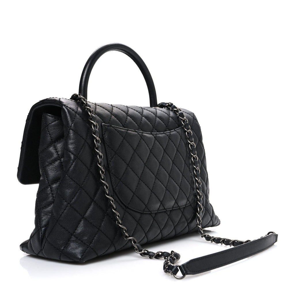 Chanel Caviar Quilted Medium Coco Handle Flap Black