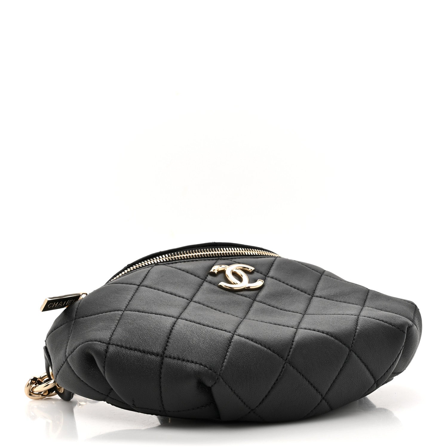Chanel Lambskin Quilted Resin Bi-Color Waist Bag Fanny Pack Black