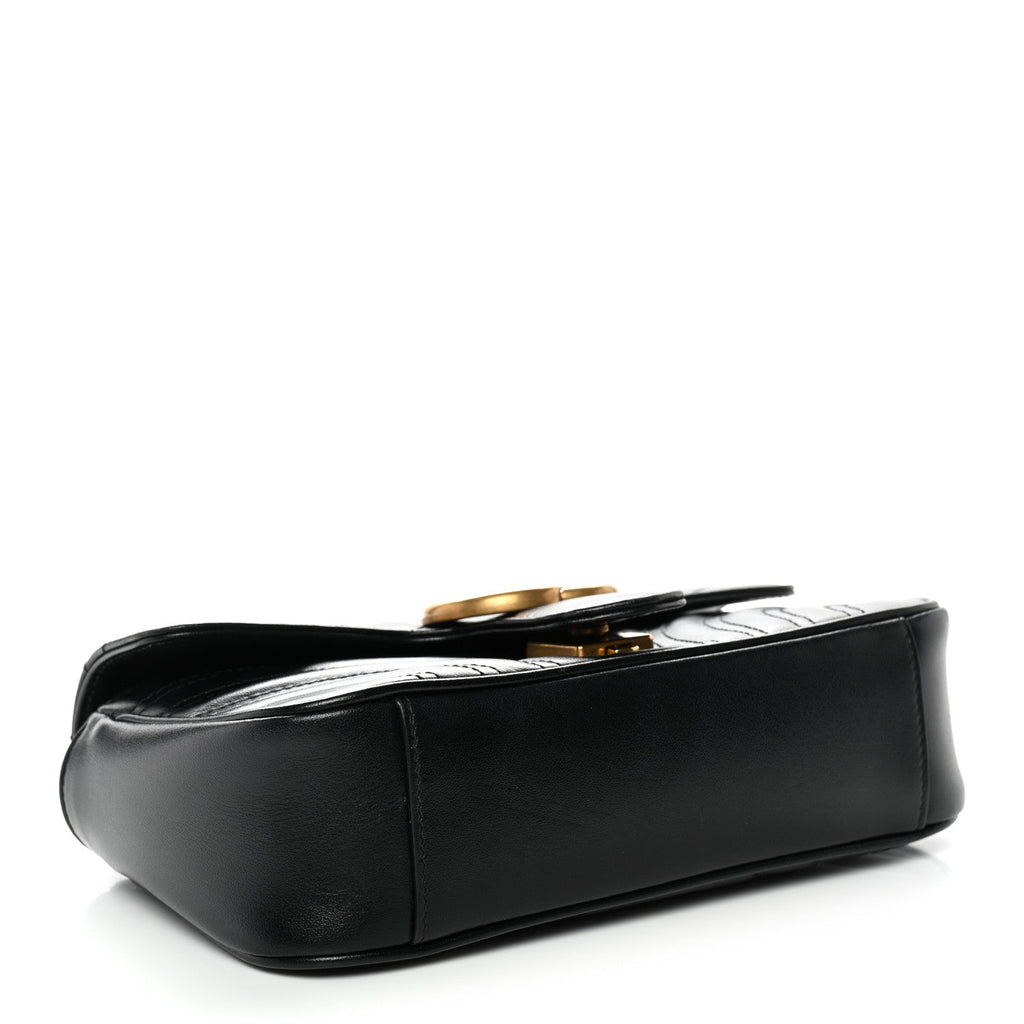 Gucci Calfskin Matelasse Mini GG Marmont Shoulder Bag Black