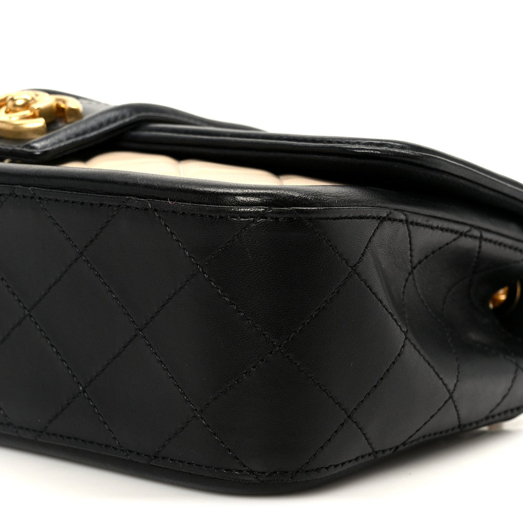 Chanel Lambskin Quilted Medium Elegant CC Flap Beige Black