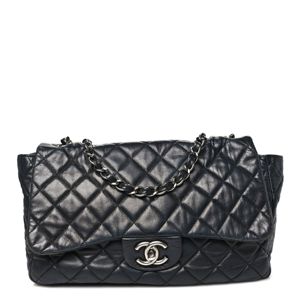 Chanel Lambskin Quilted Jumbo Single Flap Black