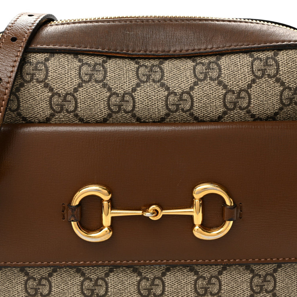 Gucci GG Supreme Monogram Small Horsebit 1955 Shoulder Bag Beige Brown Sugar