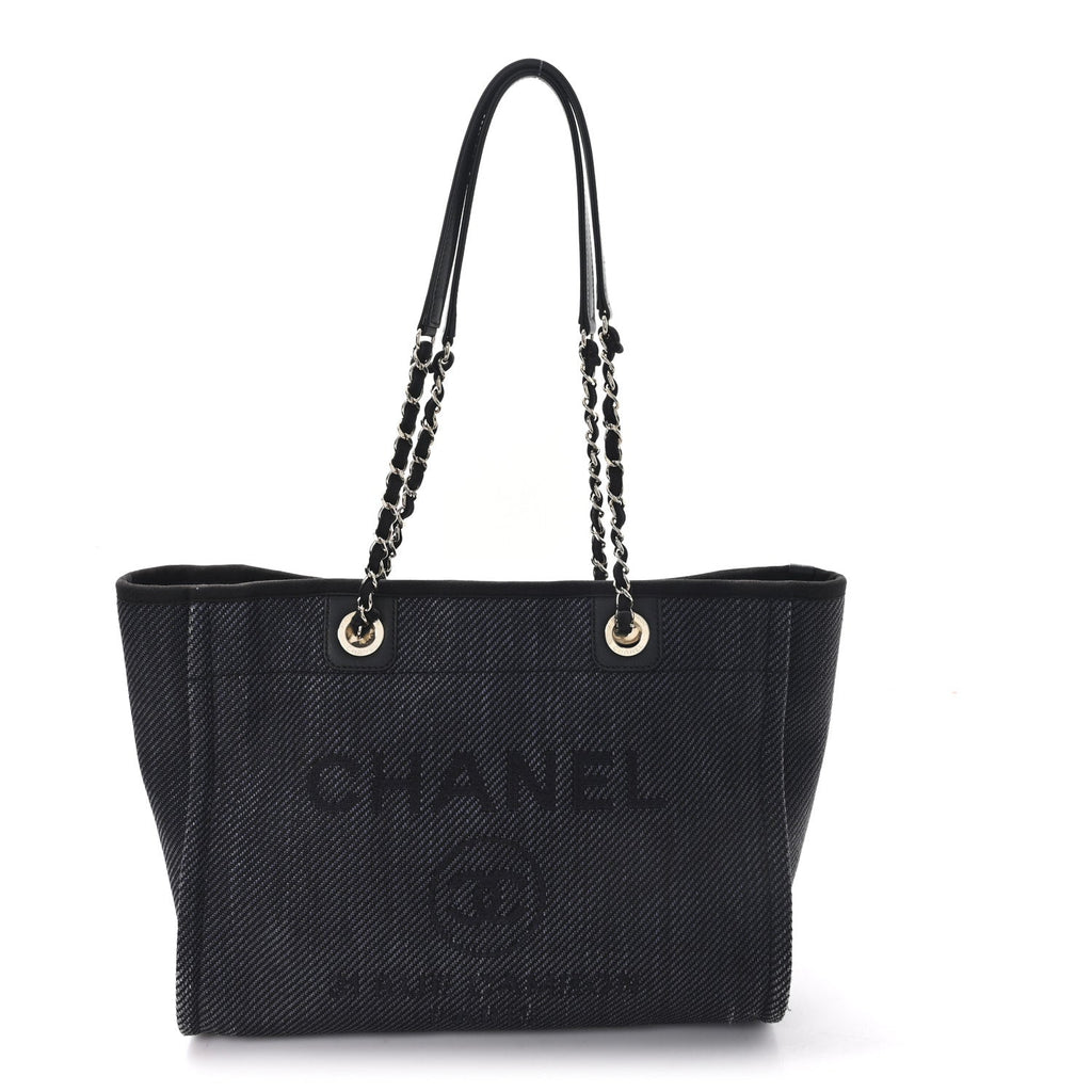 Chanel Mixed Fibers Calfskin Small Deauville Tote Black