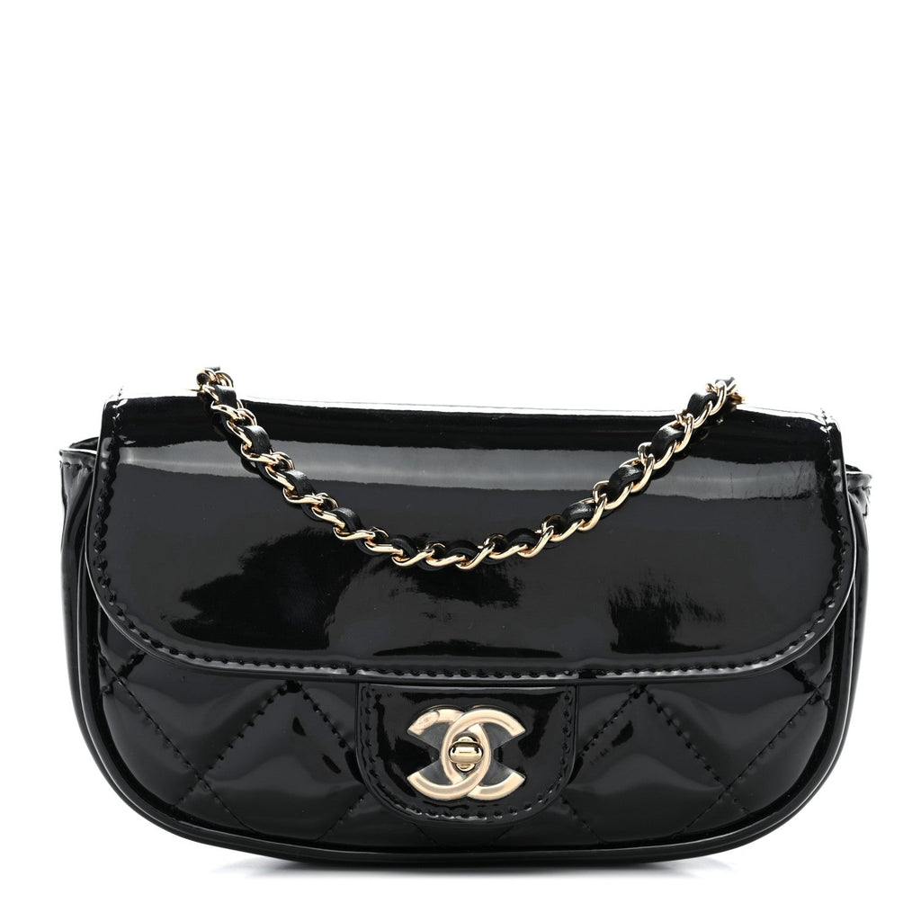Chanel Patent Calfskin Quilted Mini Flap Black