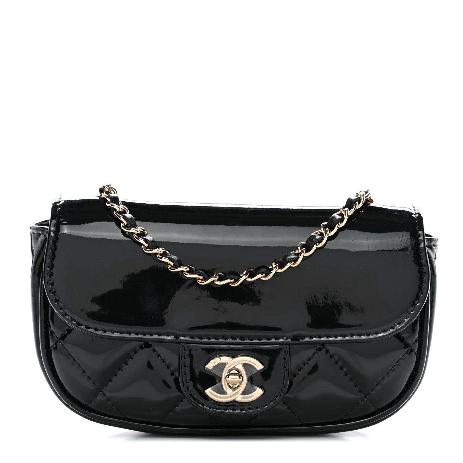 Chanel Patent Calfskin Quilted Mini Flap Black