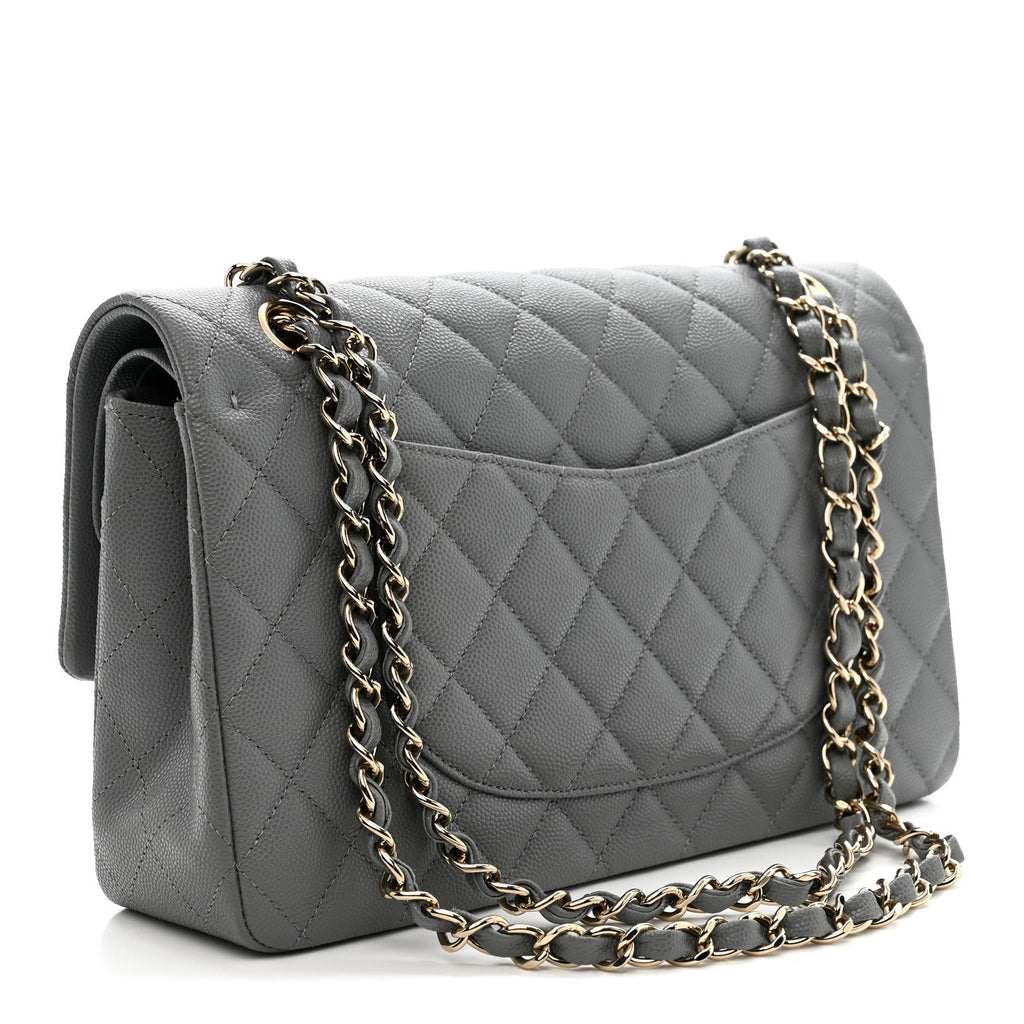 Chanel Caviar Quilted Medium Double Flap Grey