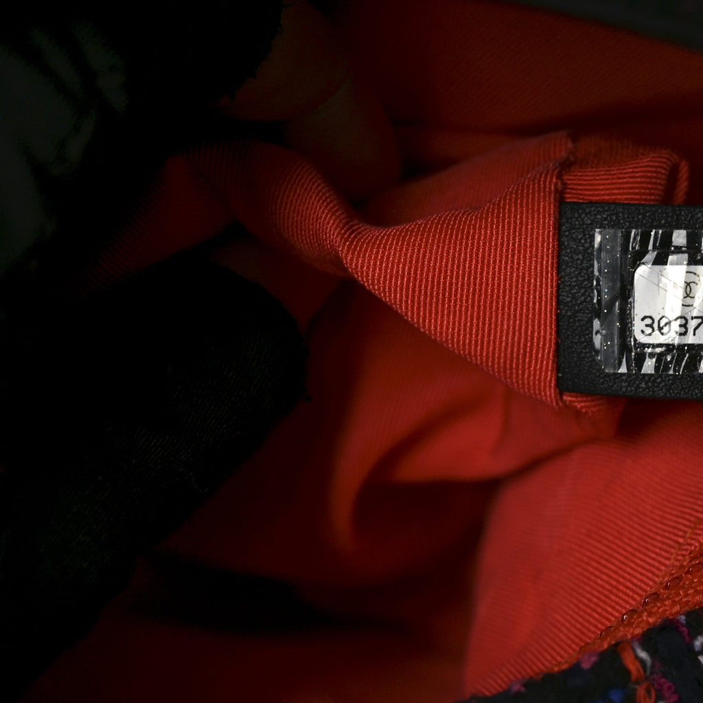 Chanel Tweed Quilted Large Chanel 19 Flap Black Orange Blue