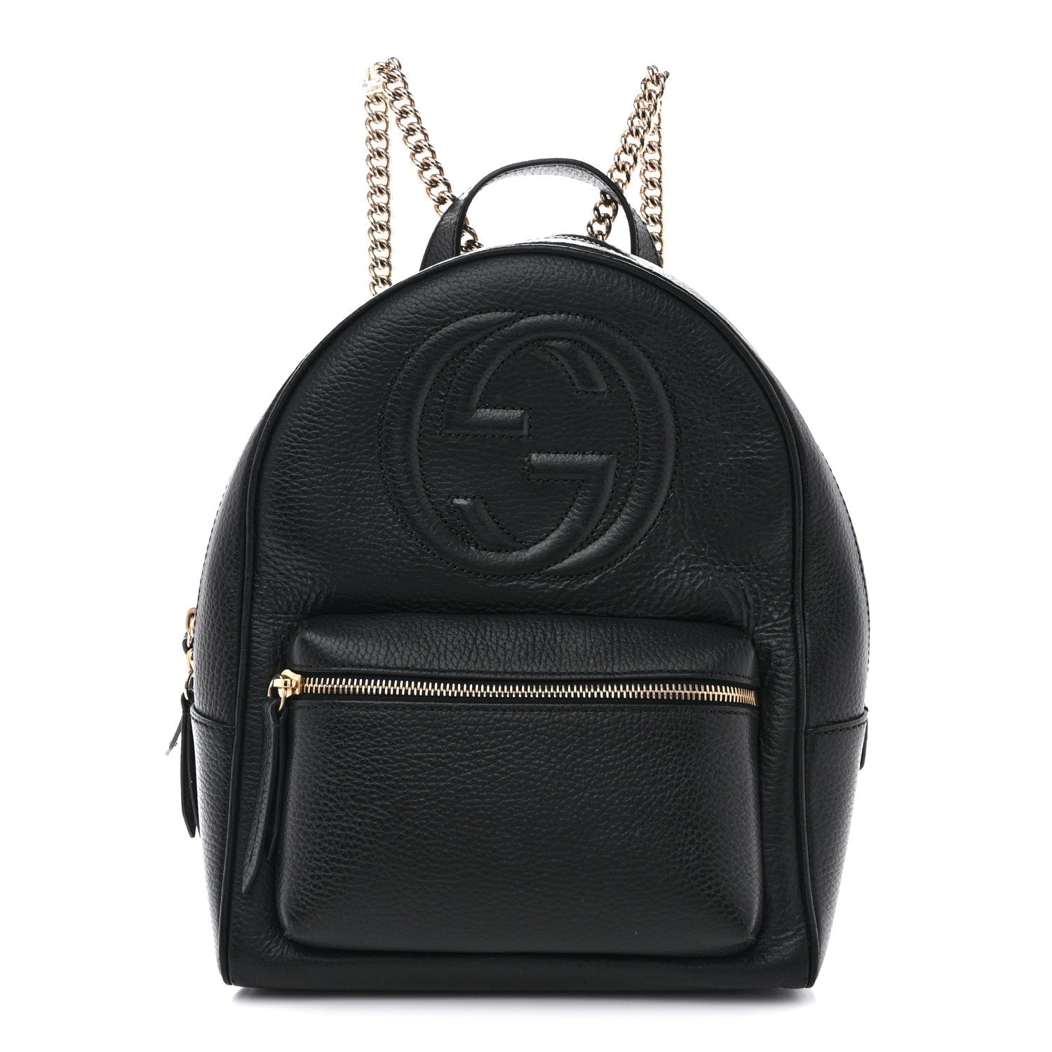 Gucci Pebbled Calfskin Soho Chain Backpack Black